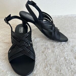 MUNRO Marianna Slingback Black Sandals Stylish Comfort Women's Size 9 Wide